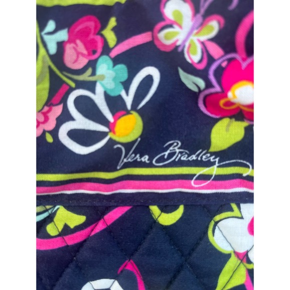 Vera Bradley Tote, Dark Blue with Floral Design, Large - Picture 7 of 11